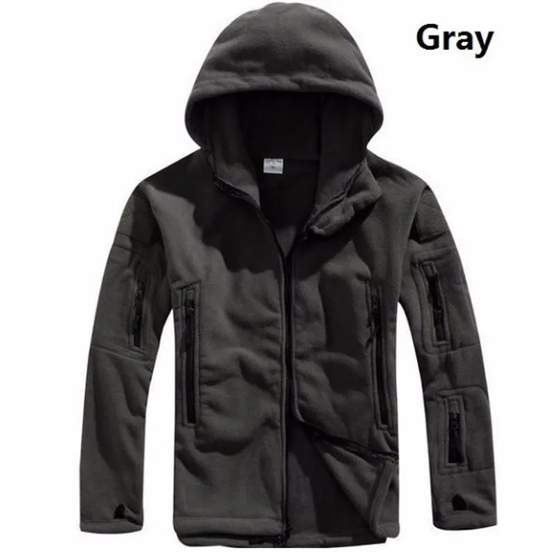 Men Winter Thermal Fleece Hooded Softshell Outdoor Jacket