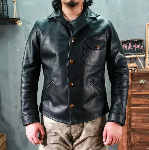 Men's Black Stylish Classic Rider Jacket in Genuine Cowhide Leather