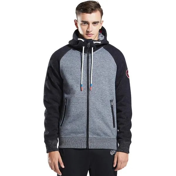 Men's Bonded Full-Zip Hoodie - Fleece Jacket black grey size S M L XL