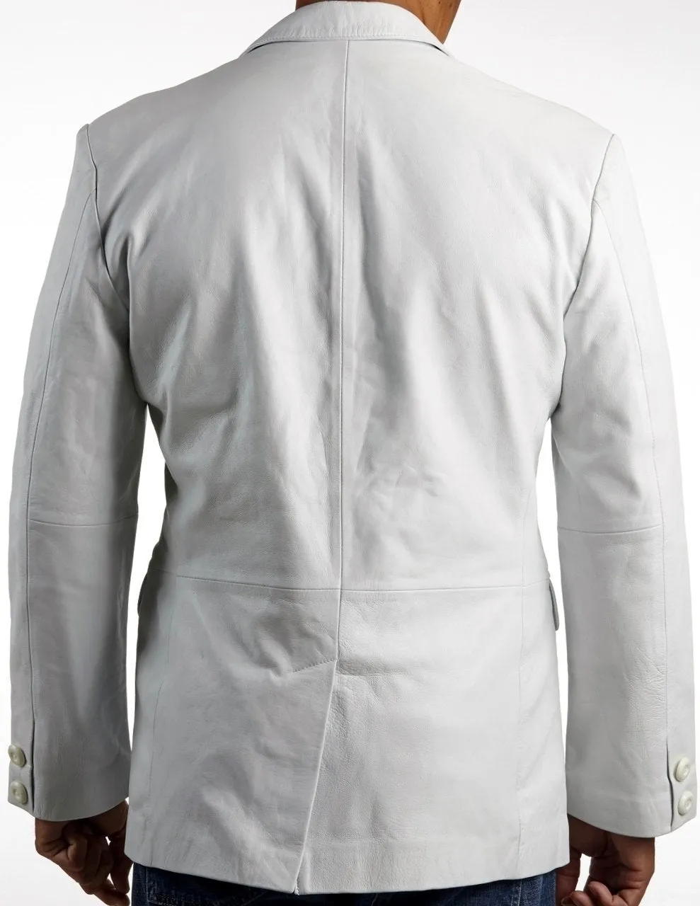 Mens Classic White Leather Blazer