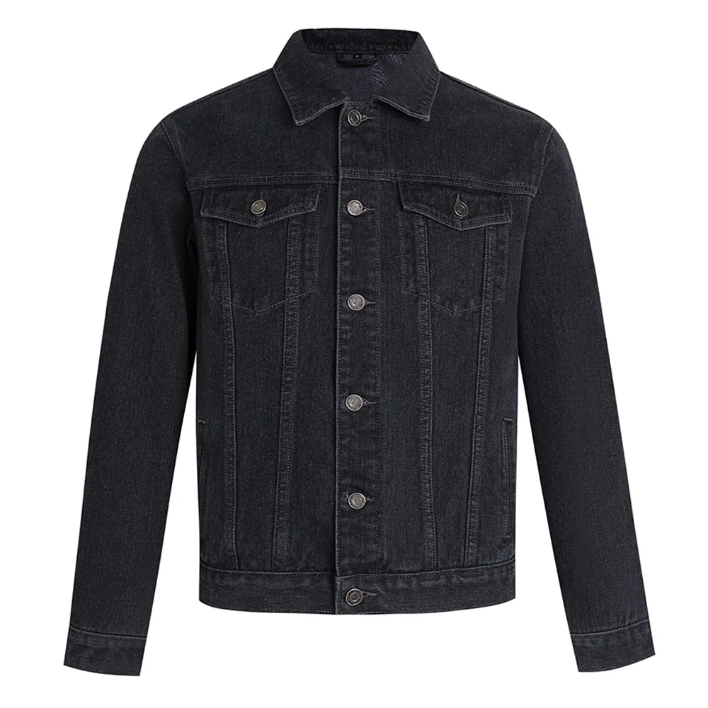 Mens FOR HHEELS MOVE THE SOUL Motorcycle Graphic Button Up Denim Jacket