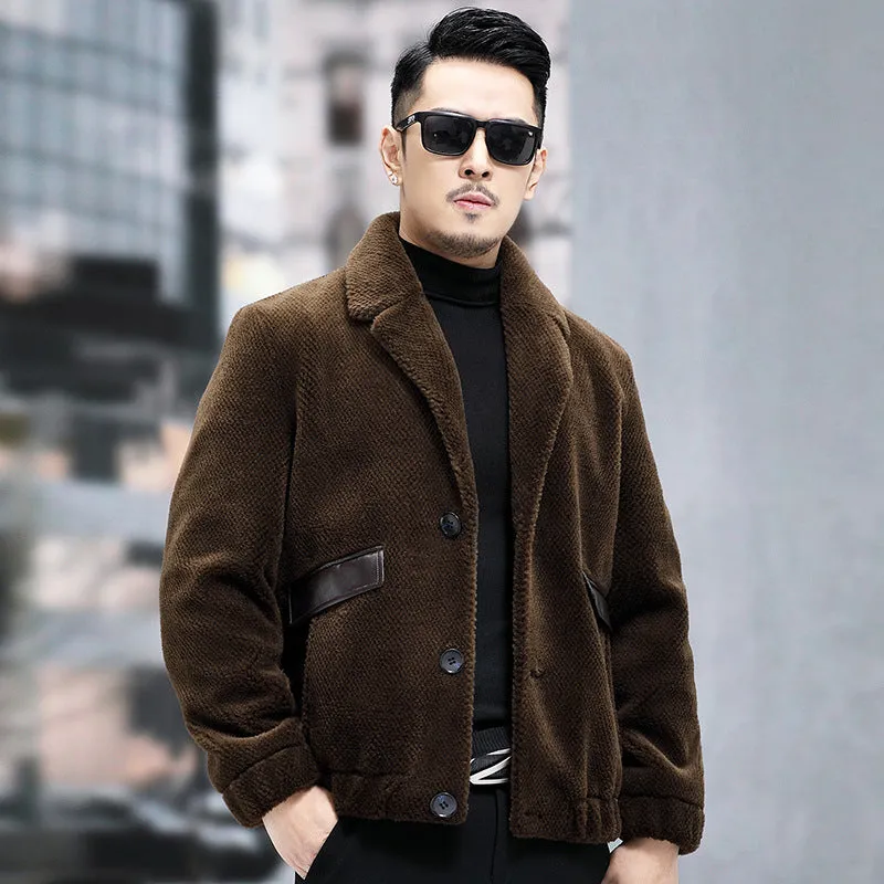 Men's Slim Fit Fur Sheepskin Coat for Winter