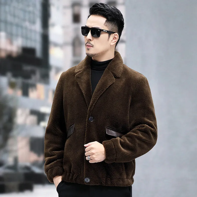 Men's Slim Fit Fur Sheepskin Coat for Winter