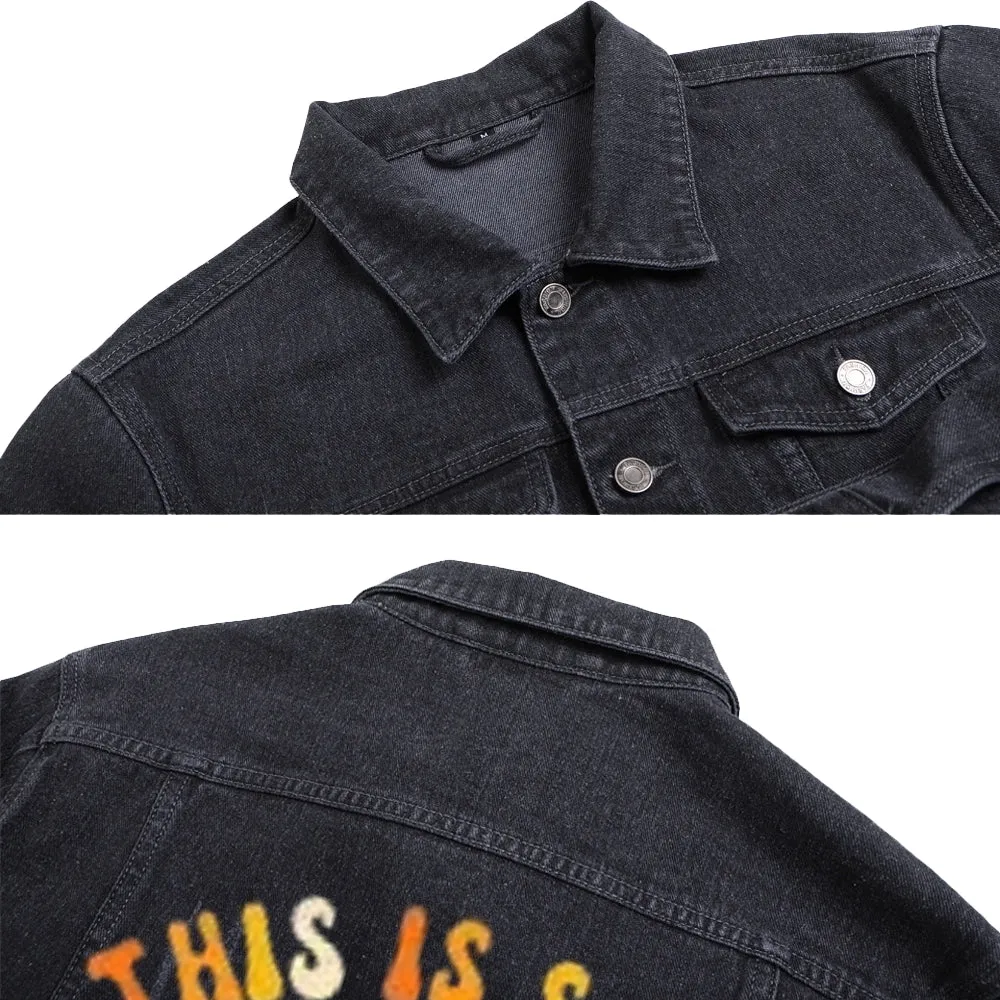 Mens Vintage THIS IS SOME BOO SHEET Graphic Denim Jacket