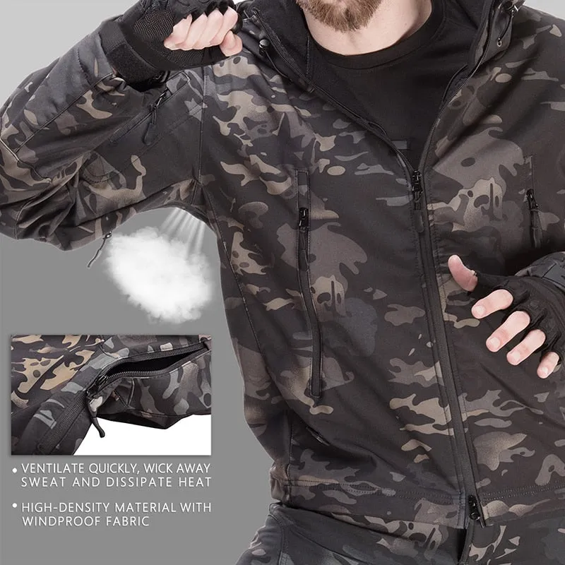 Nsqured "Tactical Camo Shield" Men's Military Fleece Jacket