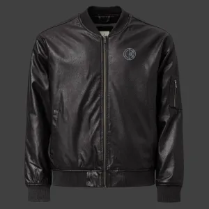 OKENNADA "Boundless Bold" Faux Leather Bomber Jacket