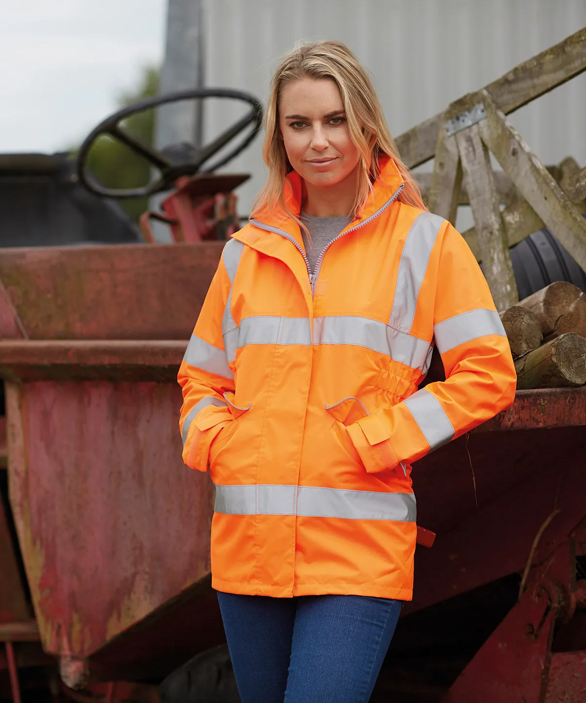 Orange - Women's hi-vis executive jacket (HVP189)