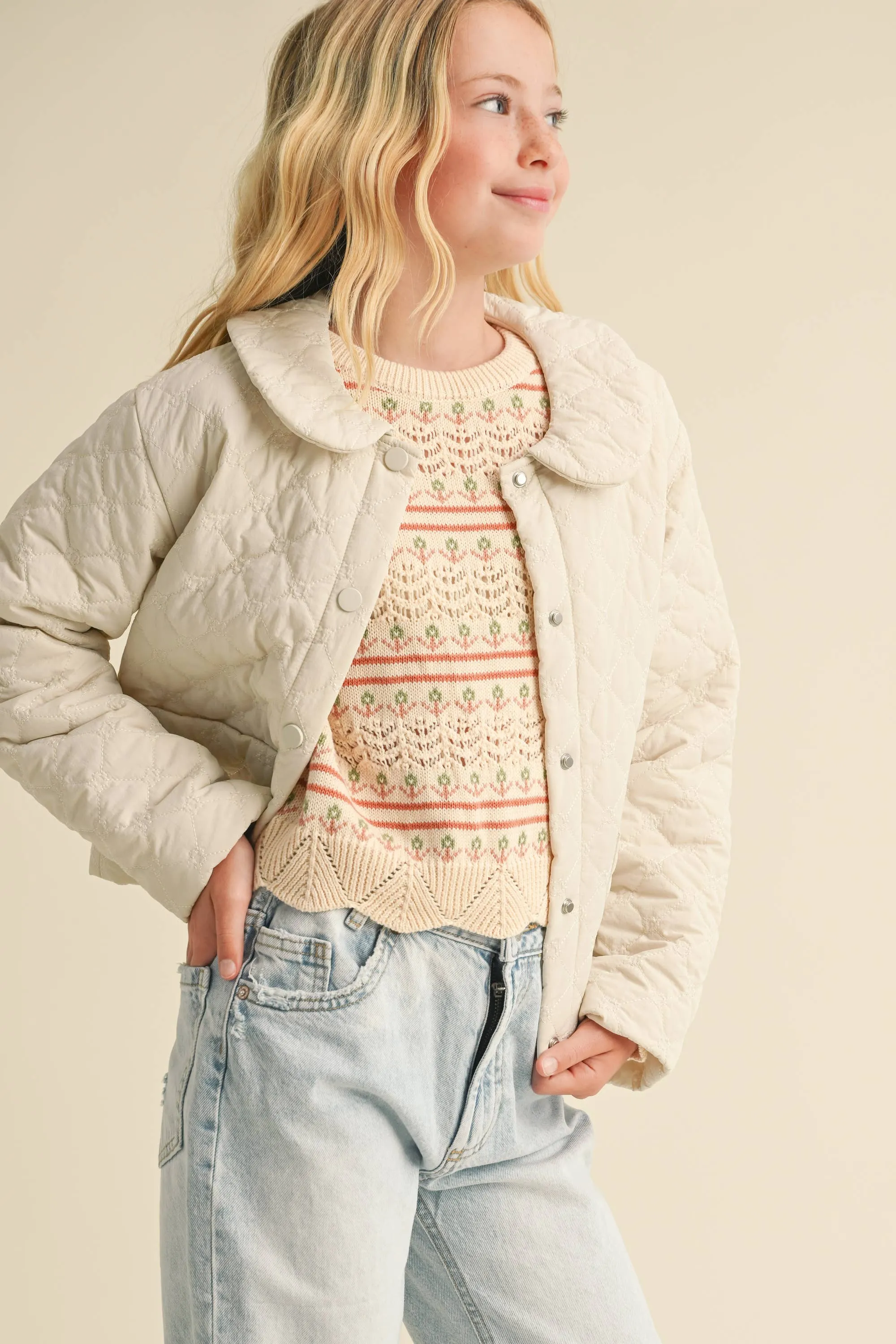 Quilted Puff Jacket- Cream