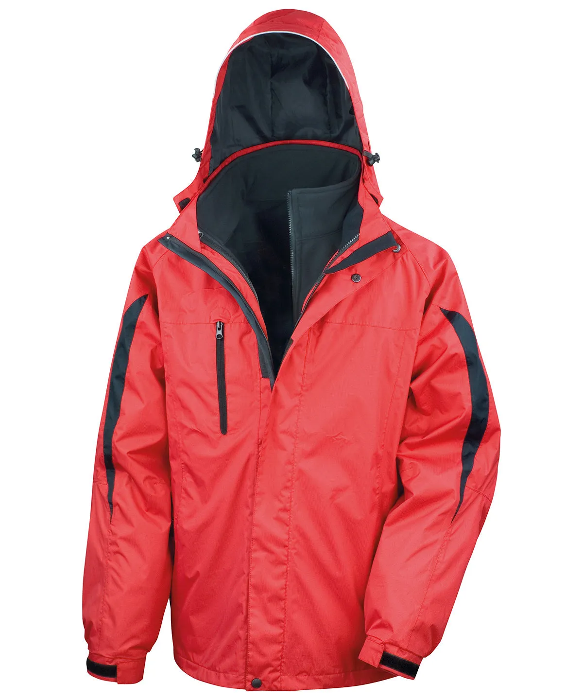 Red/Black - 3-in-1 journey jacket with softshell inner