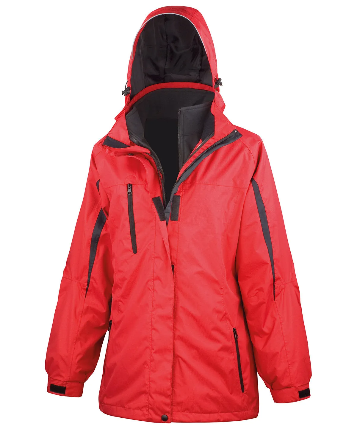 Red/Black - Women's 3-in-1 journey jacket with softshell inner