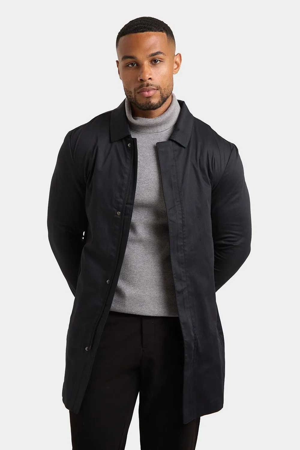 Shower Resistant Collared Coat in Black