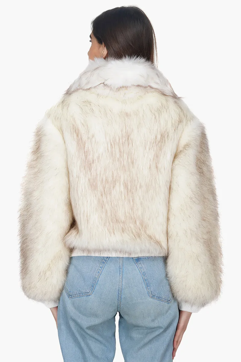 Snow White Faux Fur Bomber Jacket