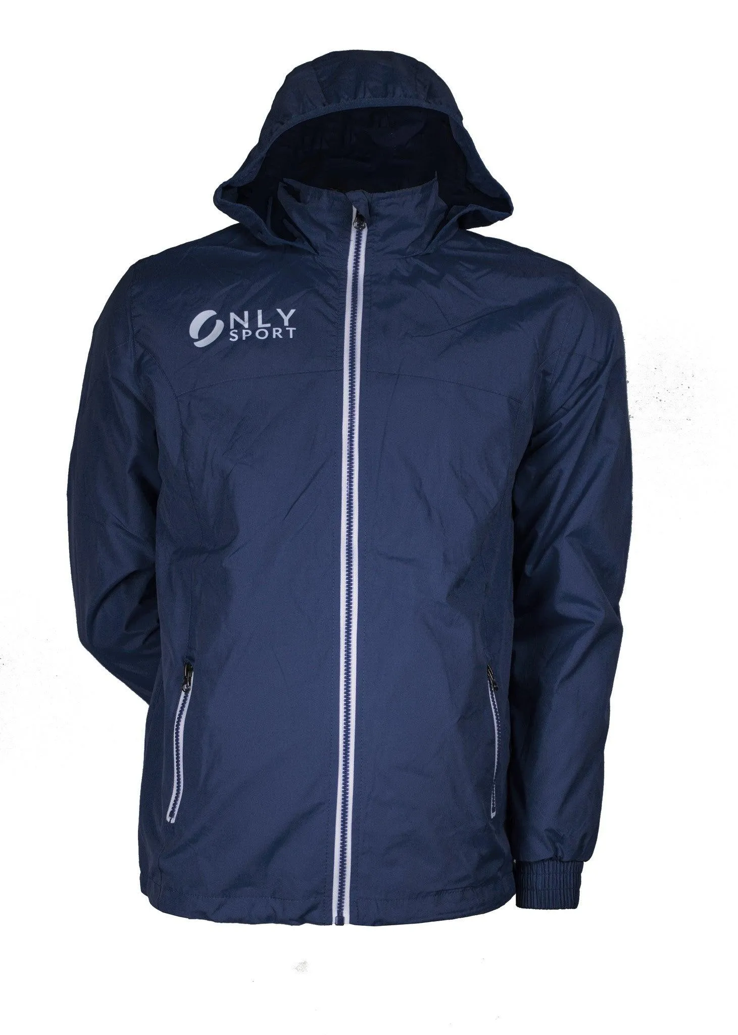 SPRAY JACKET WITH WHITE ZIP TRIM - NAVY BLUE