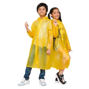 THE CLOWNFISH Wet & Wild Series Unisex Kids Waterproof Single Layer PVC Longcoat/Raincoat with Adjustable Hood. Age-3-4 Years (Light Orange)