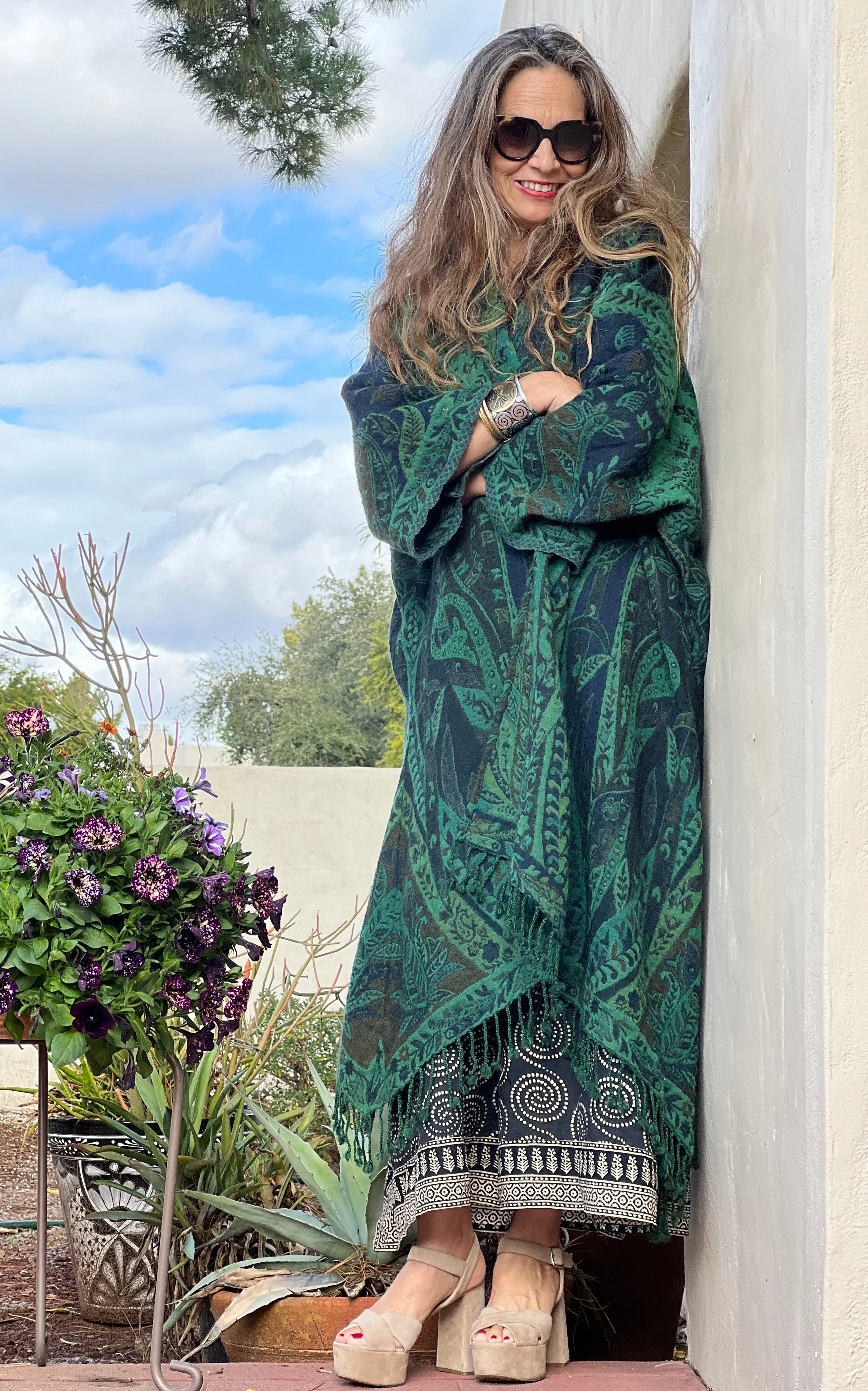 Verde Verdi Green Paisley Kimono Coat Reversible