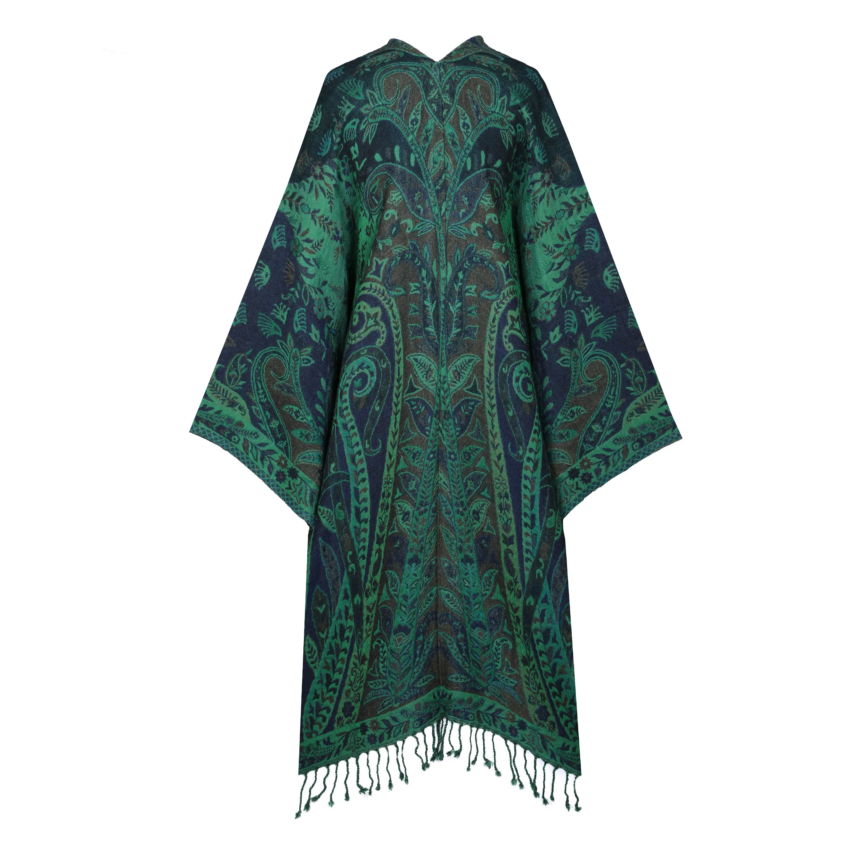 Verde Verdi Green Paisley Kimono Coat Reversible