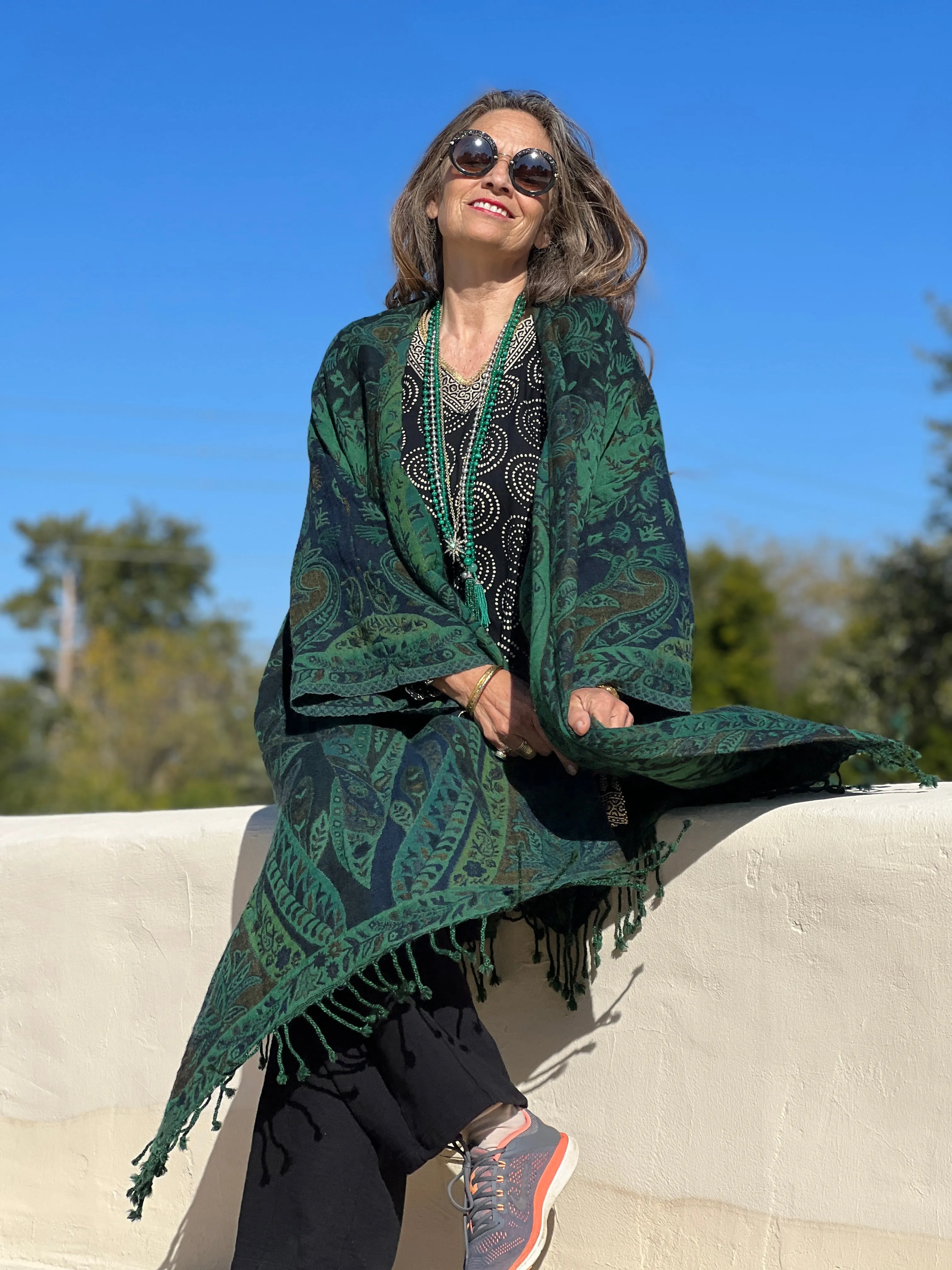 Verde Verdi Green Paisley Kimono Coat Reversible