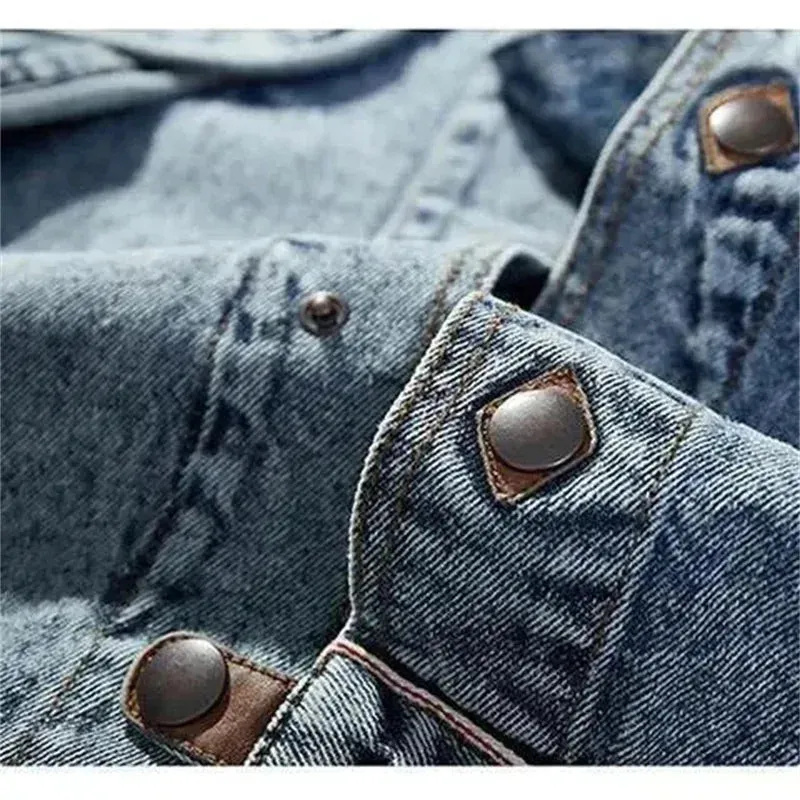 Vintage Slim Solid Casual Denim Jacket