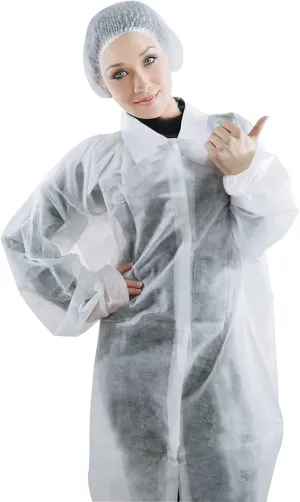 White Disposable Lab Coats Medium Size Pack of 50, Surgical Lab Coats