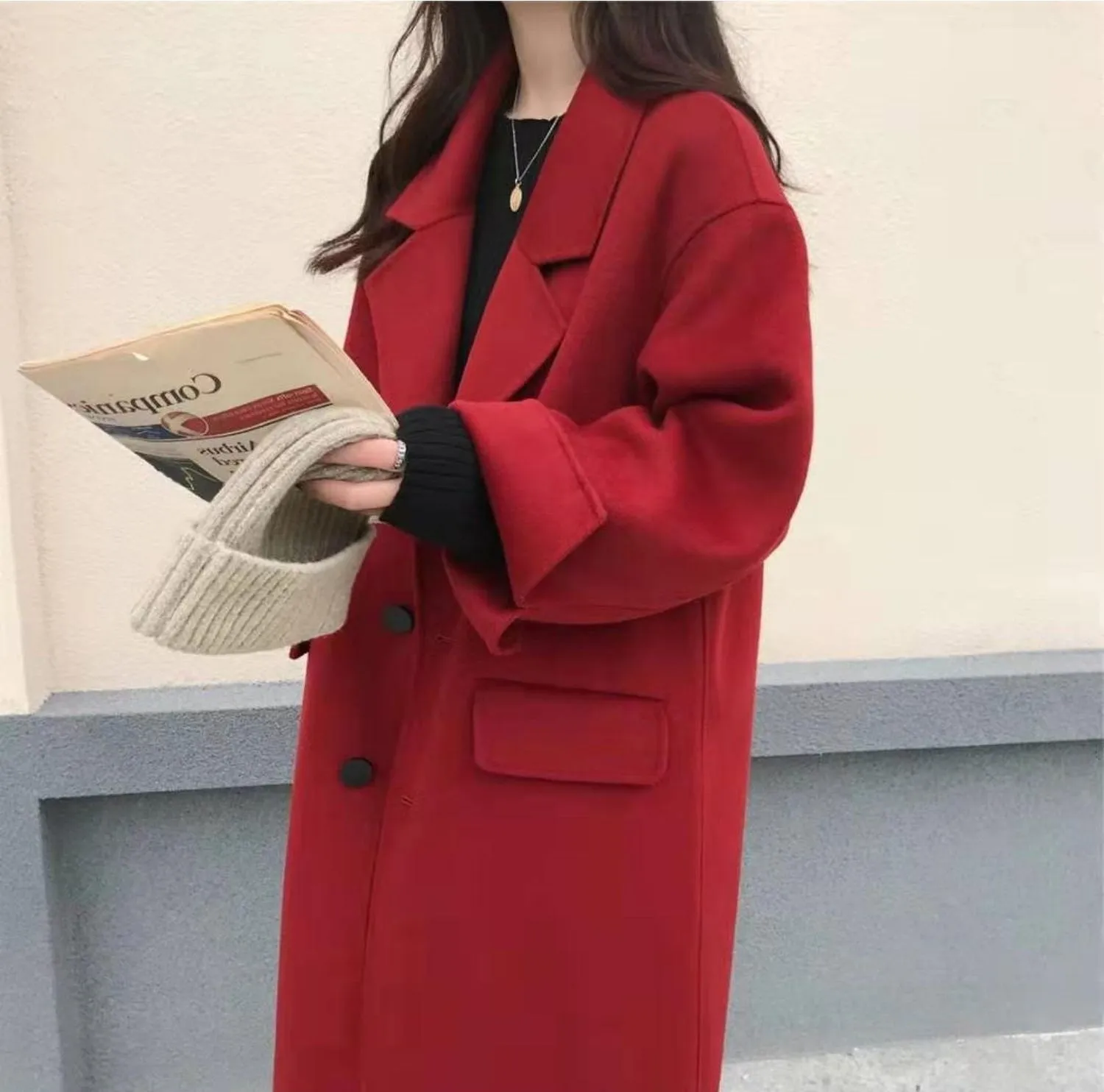 Winter Oversize Fashion Cashmere Wool Long Thickening Warm Woolen Trench Coats #2005