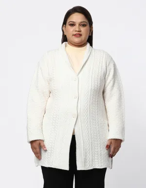 Women Plus Size Woolen Knitted Long Coat