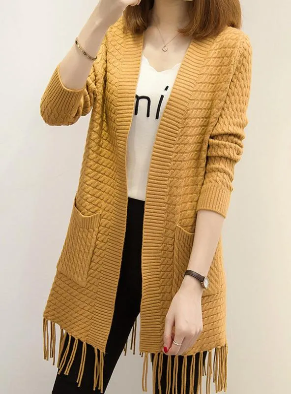 Women Soft Comfortable Coat Knitted V-Neck Long Cardigan