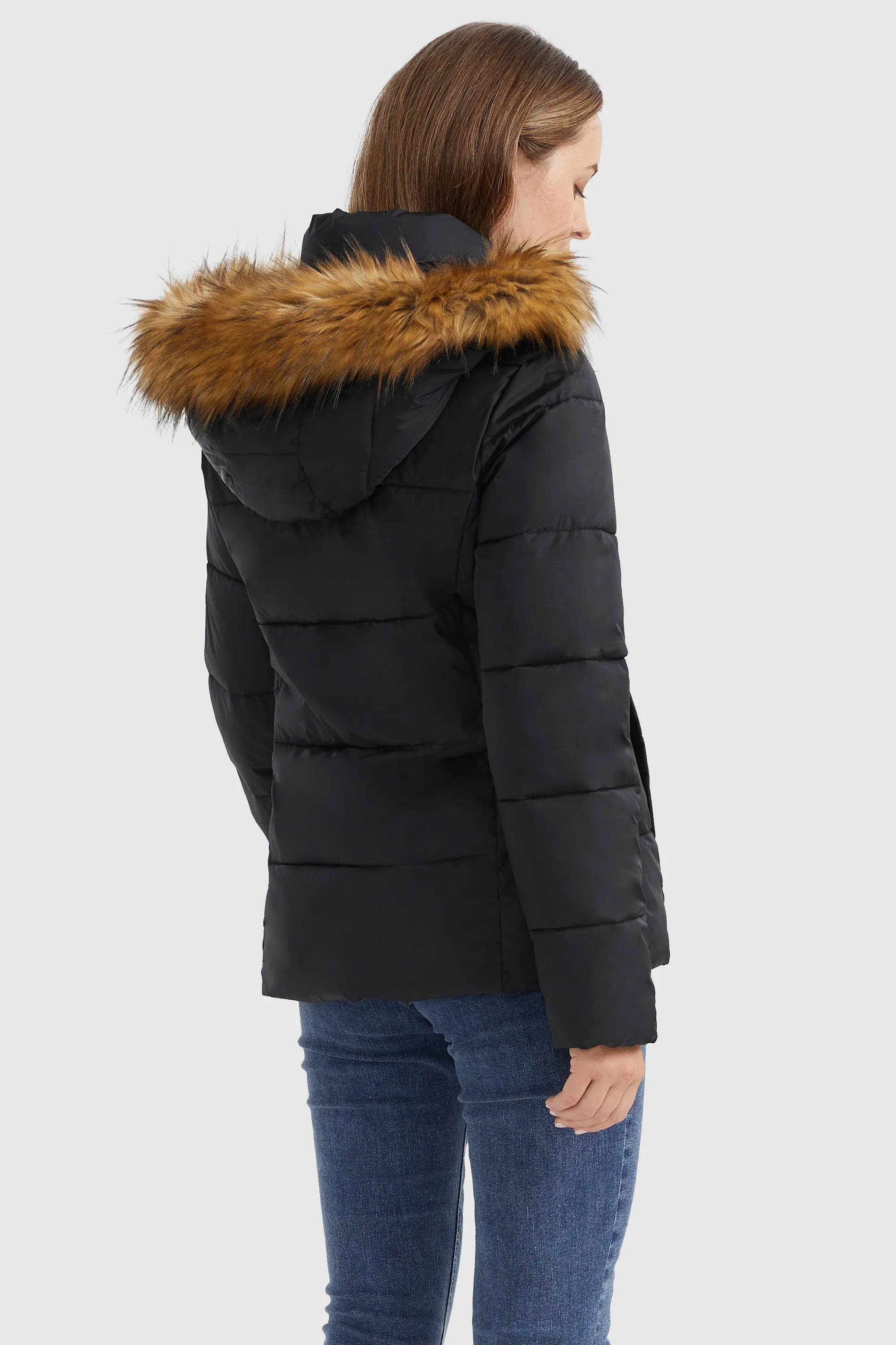 Zipper Hooded Lightweight Puffer Jacket